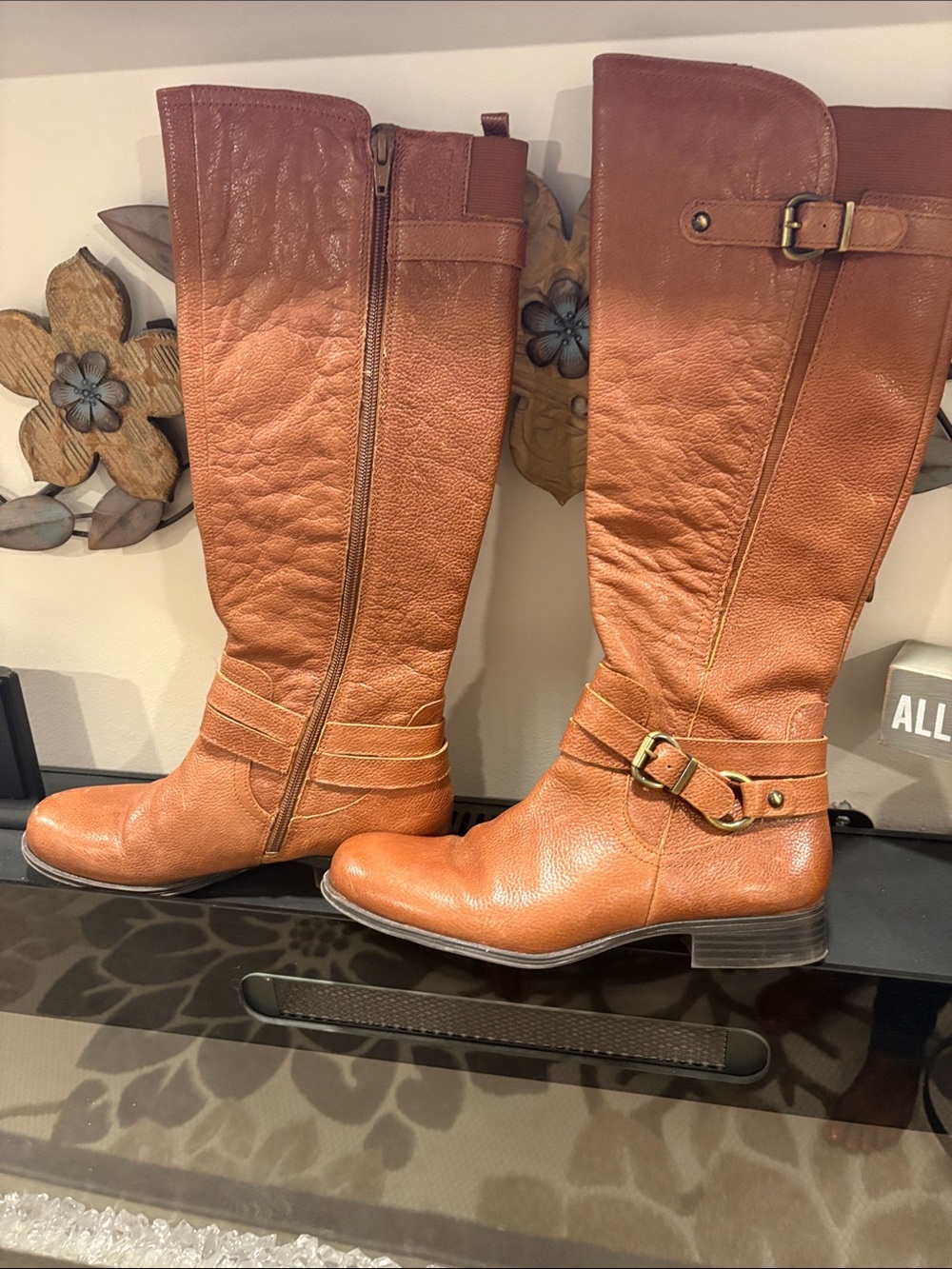 Naturalizer Tall Leather Over-the-Knee Boots in Cognac Brown